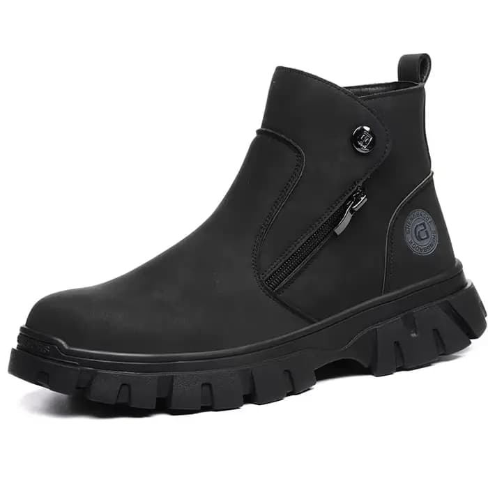 Bottes de travail à bout en acier, chaussures de travail antidérapantes à fermeture éclair latérale,
