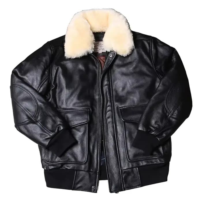 Veste de pilote d'hiver noire en cuir pour hommes, Style militaire, grande taille 3XL, véritable cui