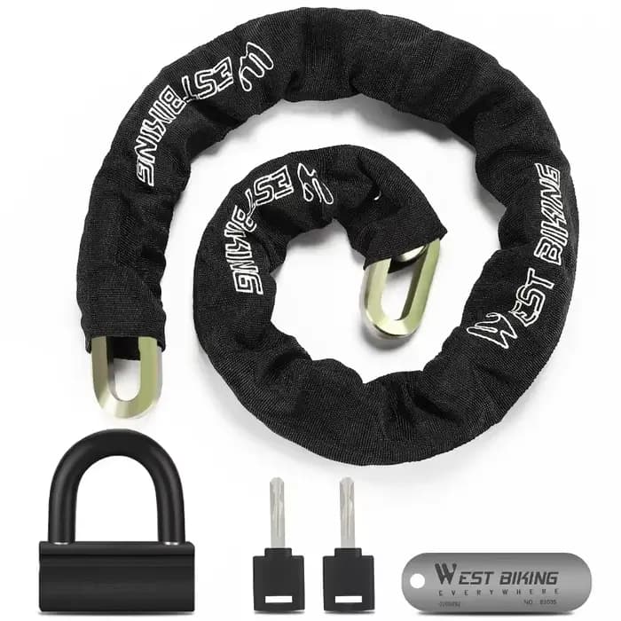 WEST BIKING – serrure à chaîne robuste 2 en 1 U, 4KG, antivol, pour vélo, moto, Scooter, équipement 