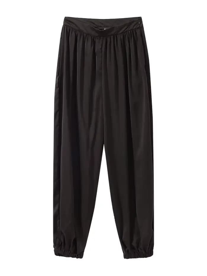 Ensembles de pantalons pour femmes en satin, veste ample à manches longues style pilote, pantalon la
