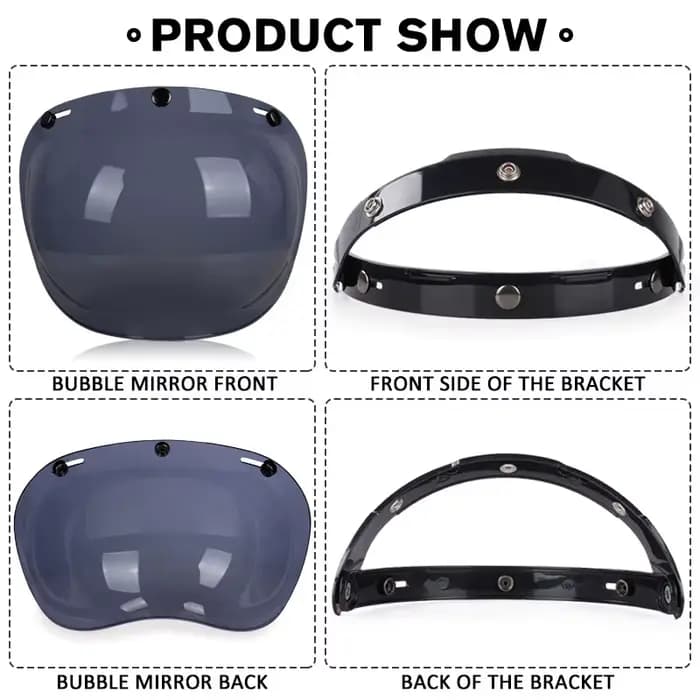 Visière de casque ouverte casques de moto visières à bulles rabattables visière de moto lentille de 