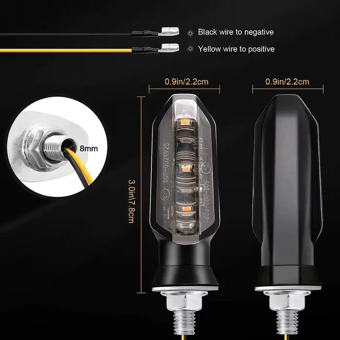 NLperal Moto LED clignotants 8mm Mini ambre clignotant clignotant lampe 12V Moto indicateur accessoi