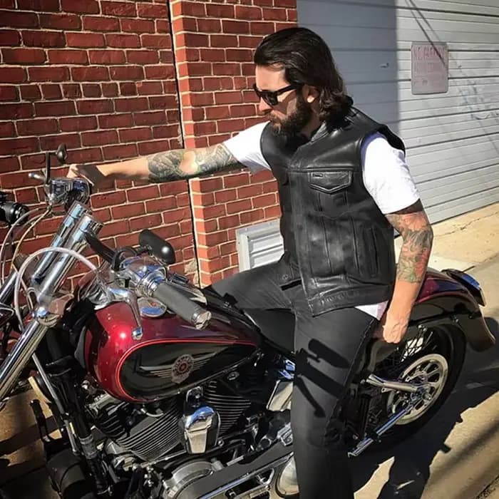 Hommes Moto printemps vestes SOA Punk noir Moto Gilet Sons of Anarchy cuir Moto Veste Gilet