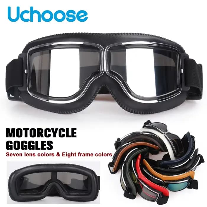 Lunettes de casque de moto coupe-vent, protection de sécurité en cuir, Anti-éblouissement, pour Moto