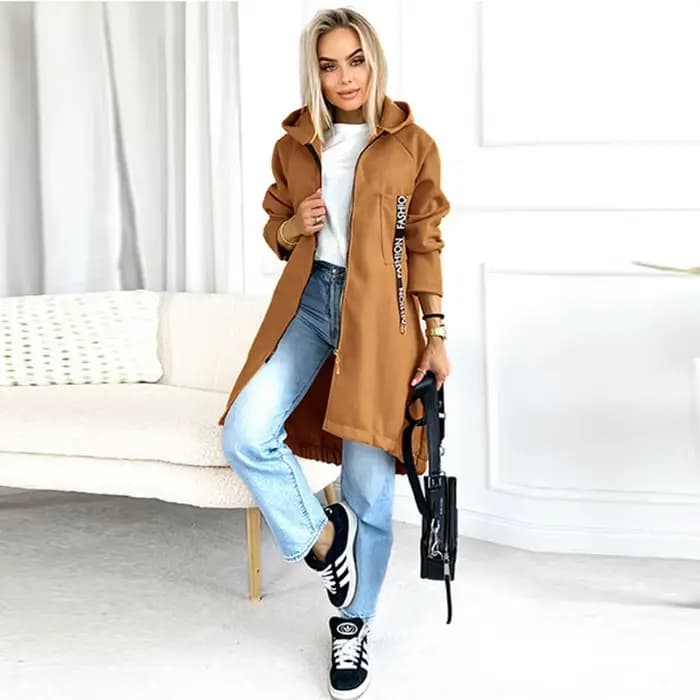 Manteau à capuche en polaire pour femmes, veste de sport décontractée à manches longues avec fermetu