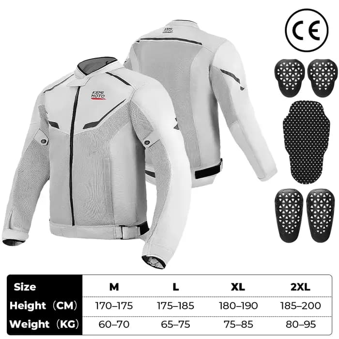 KEMIMOTO Veste de moto pour homme, en maille douce d'été, équipement de protection certifié CE, tenu