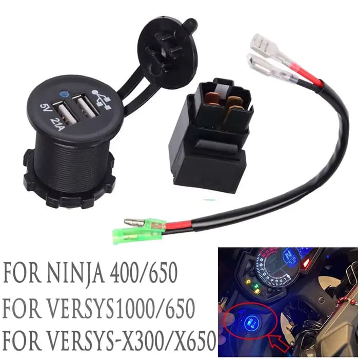Caméra de moto téléphone portable USB chargeur rapide avec relais pour Kawasaki Ninja 400 650 Versys