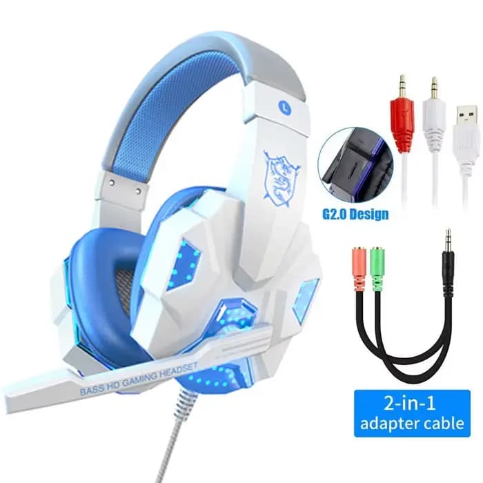 Casque de jeu RGB avec microphone, écouteurs filaires supra-auriculaires, légers, pour PC, PS4, PS5,