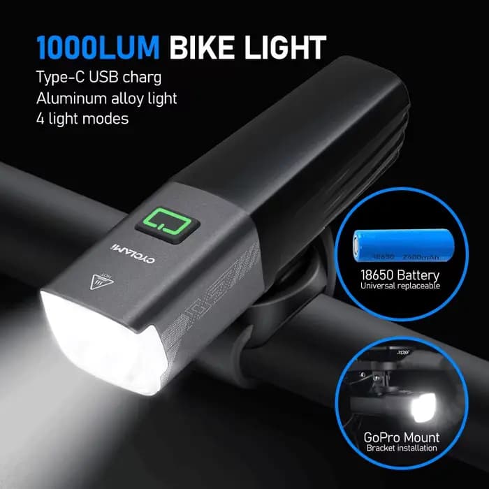 CYCLAMI X7 lumières phares intelligents USB Rechargeable route VTT feu avant 1000 Lum batterie rempl