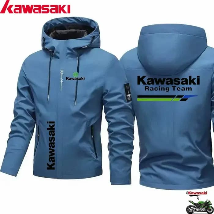 Veste à capuche pour moto Kawasaki, coupe-vent imperméable pour hommes, veste de moto décontractée, 