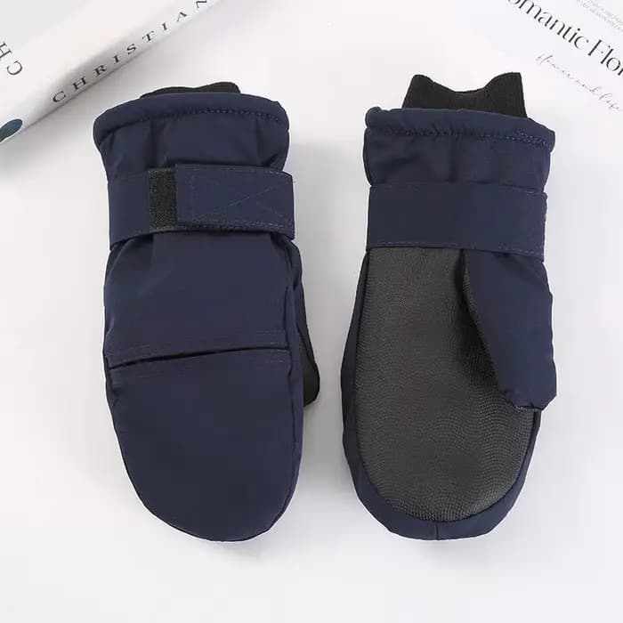 1 paire de gants d'hiver doublés en polaire avec manchette étendue, mitaines de Ski thermiques unise