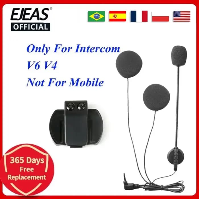 Microphone, haut-parleur et clip pour casque EJEAS 3,5 mm pour casque de moto EJEAS V4 V6
