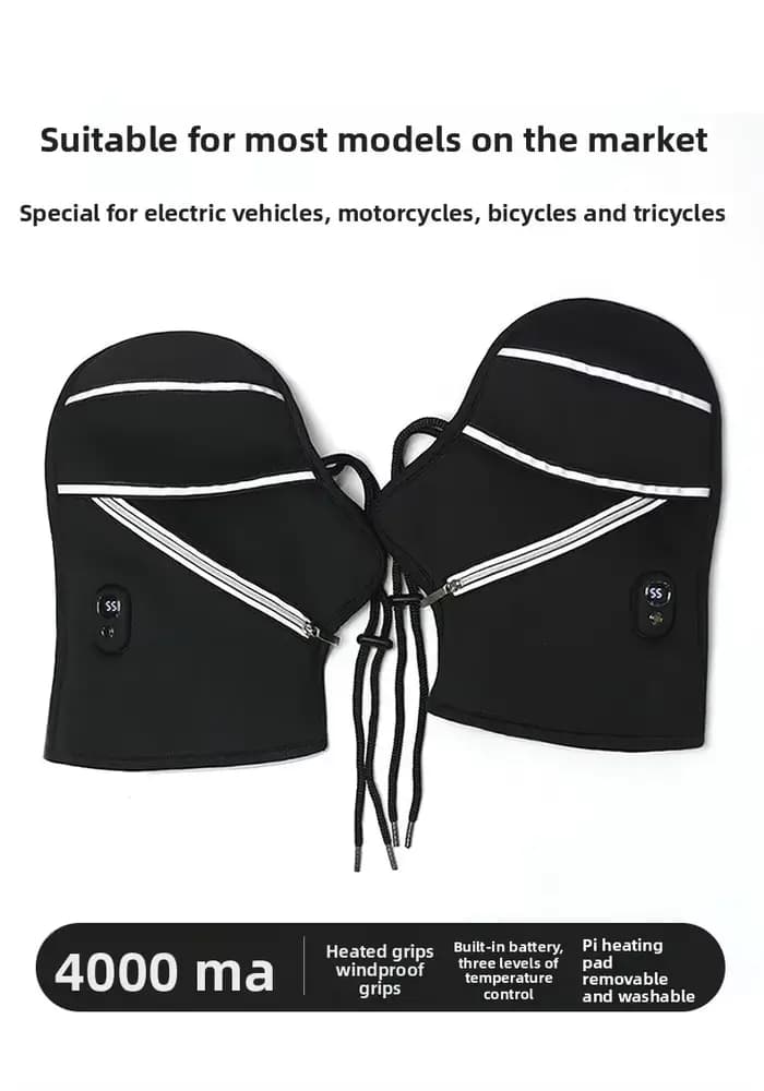 Gants de moto chauds d'hiver, mitaines de guidon chauffantes électriques, manchons chauffants alimen