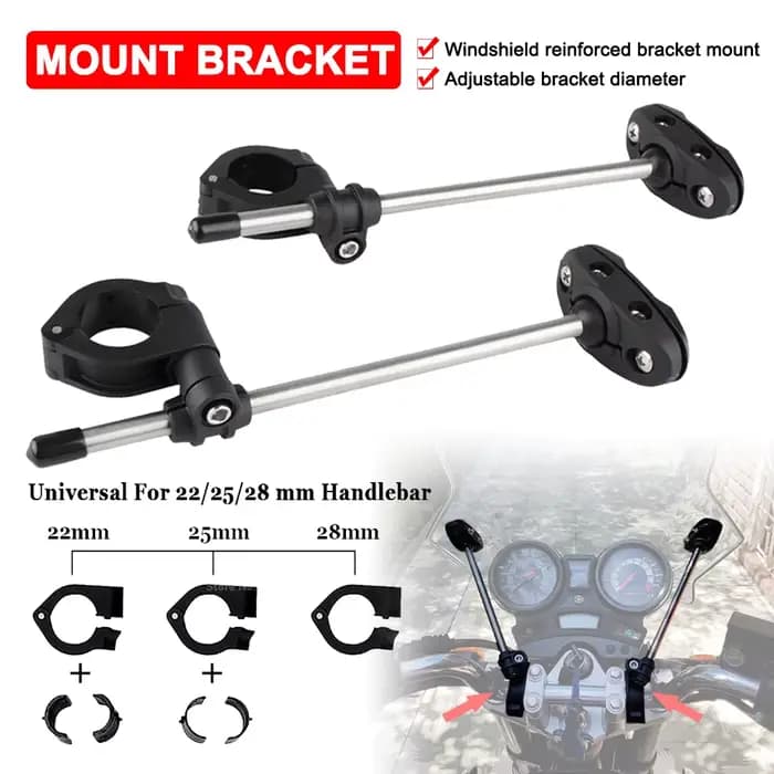 Kit de support de montage de pare-brise de moto réglable universel vélo de rue 22MM 25MM 28MM caréna