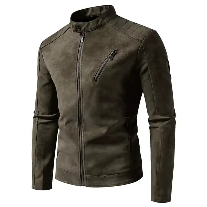 Veste de motard pour homme, élégante et sophistiquée, en cuir, veste rétro à fermeture éclair, veste