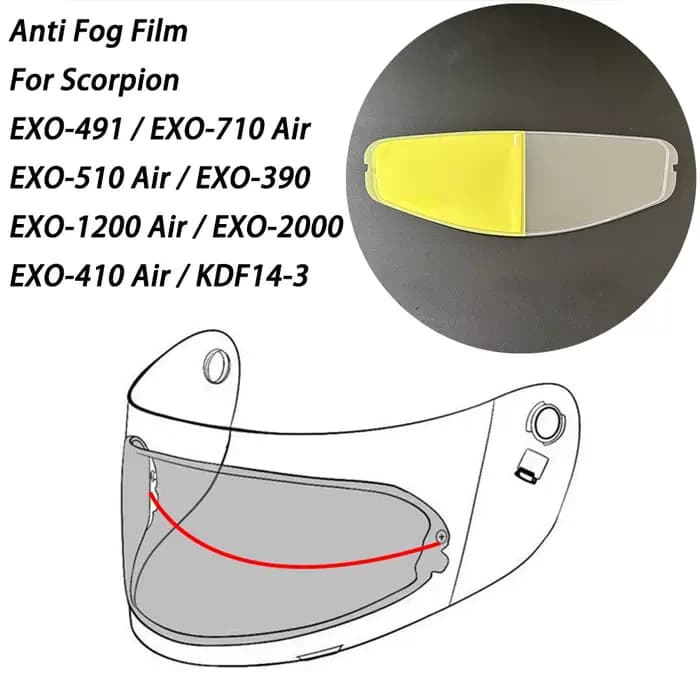 Film Anti-buée pour visière de casque, adapté à Scorpion EXO 410 / 491 / 510 / 710 / 2000 390 1200, 