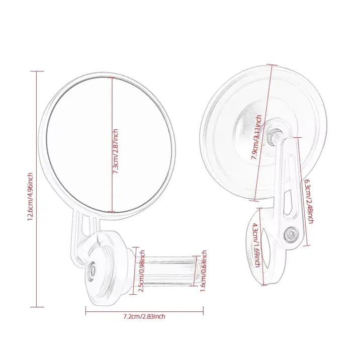 Rétroviseur de moto universel, 1 paire, 7/8 ", 22mm, miroir latéral de motocyclette, accessoires