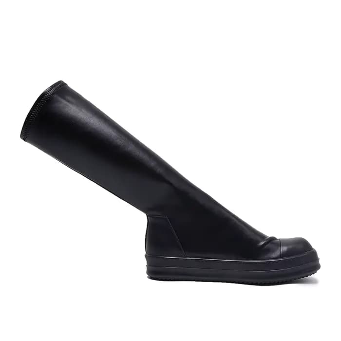 Bottes Ro Goddess à enfiler, plissées, en cuir noir pour femme, à plateforme épaisse, style chausset