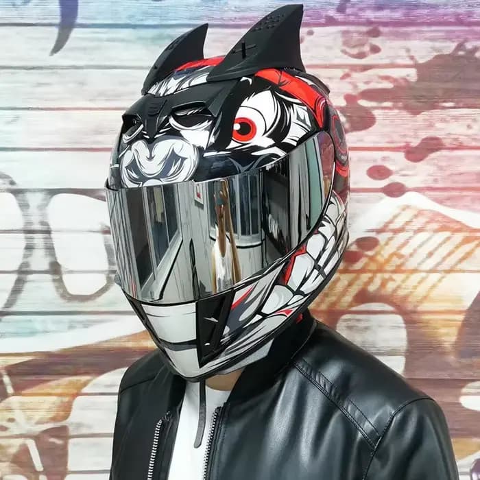 Casque intégral moto casque d'équitation sécurité double lentille casque de course individualité tre