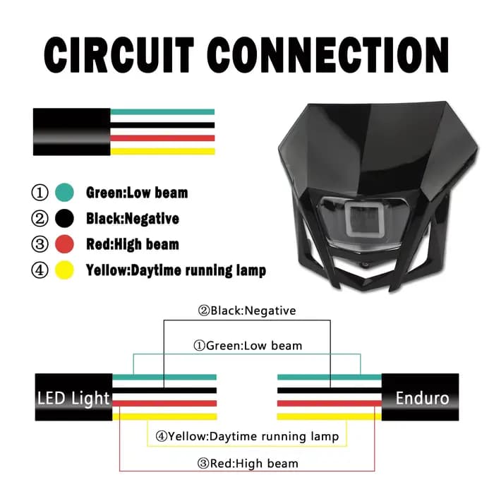 Phare LED pour motos de Motocross, pour KTM, Yamaha, Kawasaki, Suzuki, Honda, KLX, CRF WR YZ 250, ca