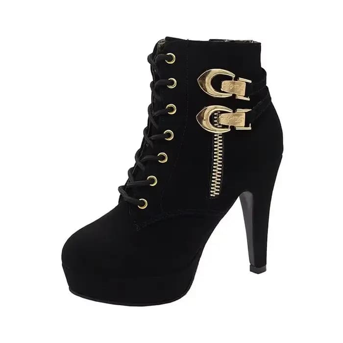 Bottes de rinçage à talons aiguilles pour femmes, bottes à lacets, fermeture à glissière latérale, p