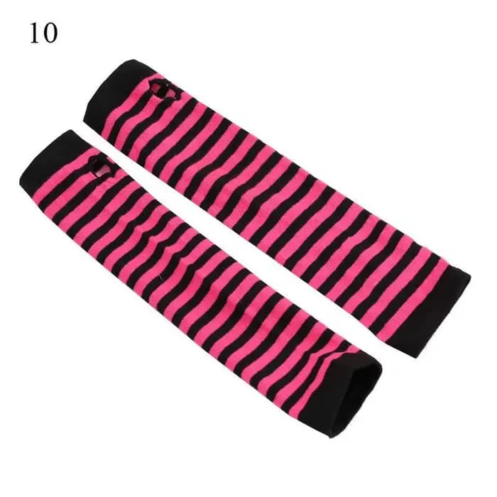 Nouveau Long gant bras couverture classique rose noir et blanc rayé sans doigts coude gants plus cha
