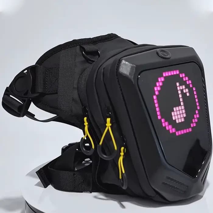 Sac latéral de jambe de vélo de moto LED bricolage application intelligente affichage sac à dos en p