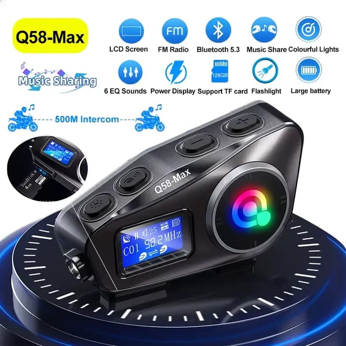 Casque de Moto sans fil Bluetooth casque Intercomunicador Moto LCD affichage FM Radio musique partag