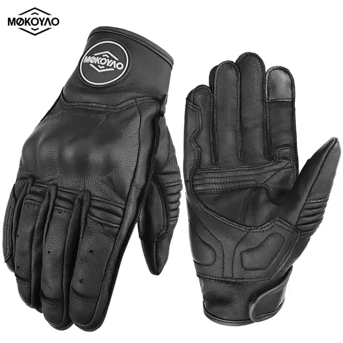 Gants de Moto en cuir marron Vintage pour hommes et femmes, gants de cyclisme en cuir et carbone, po