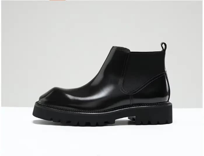 Bottes en cuir pour hommes, montantes à enfiler, en cuir véritable, pour le travail, style britanniq
