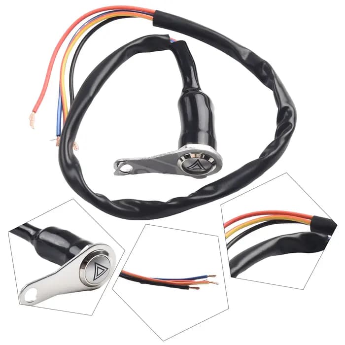 Interrupteur de moto monté sur guidon, bouton poussoir 12V, lumière de travail, LED rouge ON + OFF, 