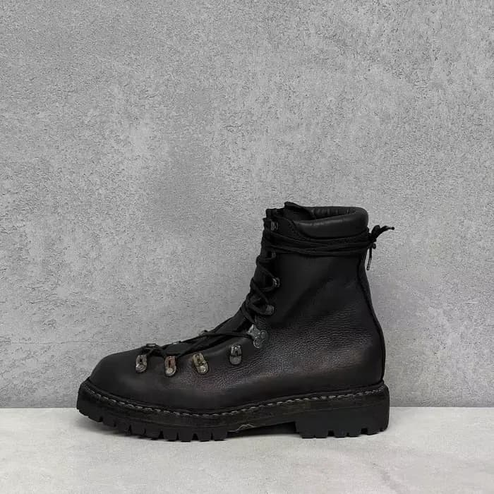 Bottes de moto en cuir véritable pour hommes, chaussures d'alpinisme à lacets en métal, bottes de ra