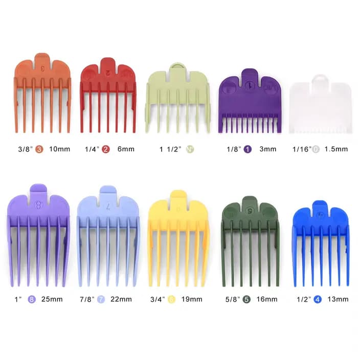 10 pièces 1.5mm-25mm tondeuse à cheveux limite peigne Guide ensemble de fixation avec plateau de ran