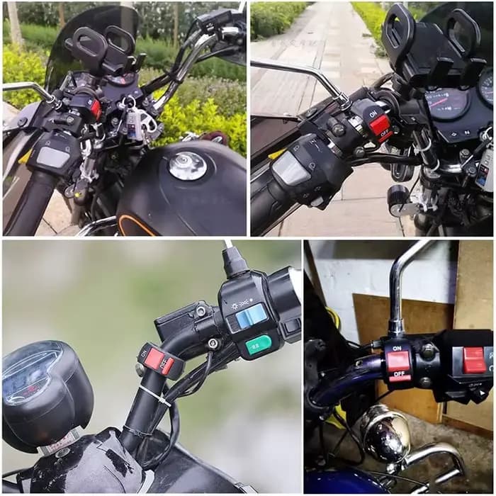 Connecteur de bouton marche/arrêt de moto, interrupteur de bouton poussoir, commutateurs de guidon d