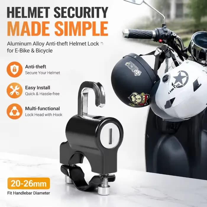 Verrou antivol universel en métal pour casque, fixation sécurisée pour vélo électrique, moto, casque