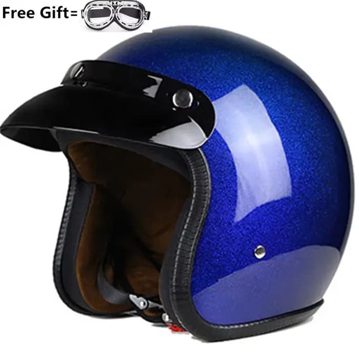 Casque de Moto Open Face 3/4 Hurcross Casco Puzzle, Jet Vintage Retro, Juste à Paillettes