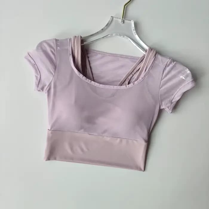 Combinaison de Fitness pour femmes, entraînement Pilates, coussin de poitrine, haut de Yoga, séchage