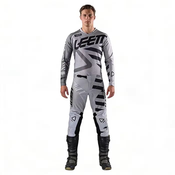 Ensemble d'équipement de motocross gris, personnalisable avec nom et numéro, combinaison de course t