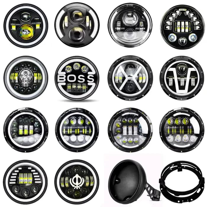 Phare LED de moto de 7 pouces pour moto JEEP Wrangler JK Harley Touring Road King Yamaha phare LED r