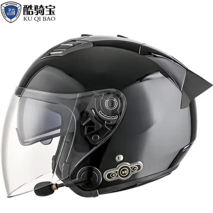 Casque de moto intégral Bluetooth 3/4 pour hommes et femmes, visage ouvert, approuvé DOT, étanche, D