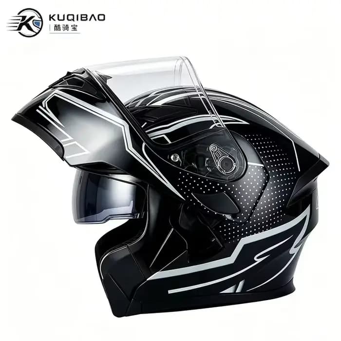 Casque de moto KUQIBAO à double visière, casque intégral certifié DOT, casque de moto tout-terrain à