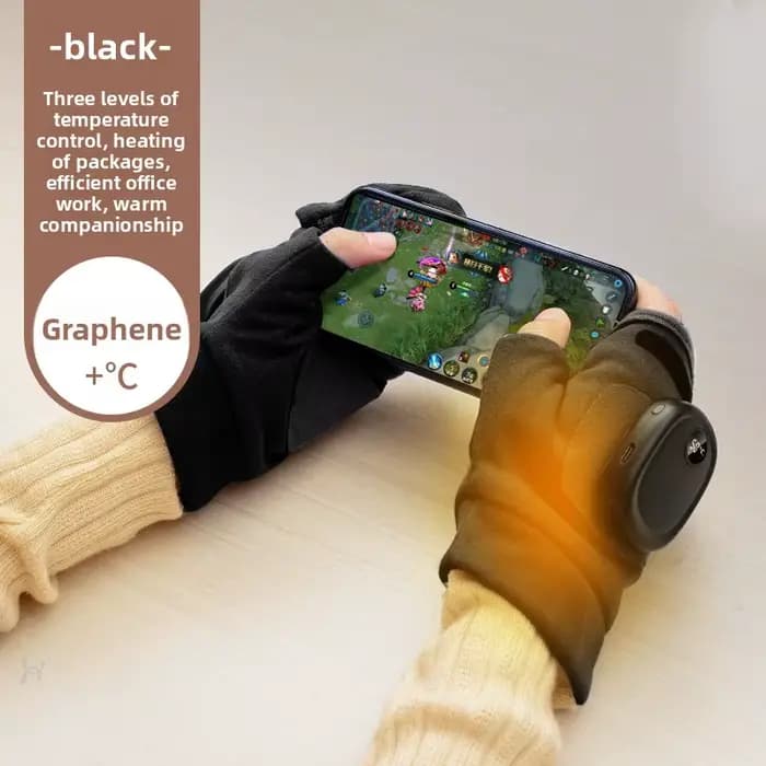 Gants chauffants en graphène 3 en 1 – 3 niveaux de chaleur, rechargeables par USB 800 mAh pour les j
