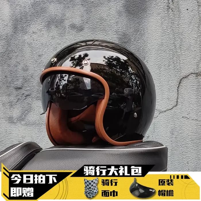 Dernier casque de moto rétro visage ouvert 3/4 Chopper casque de vélo Capacete avec lentille DOT app