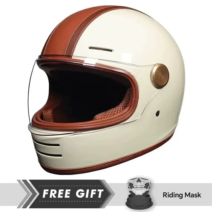 Casque de moto intégral rétro avec lentille transparente – Capacités tout-terrain, matériaux durable
