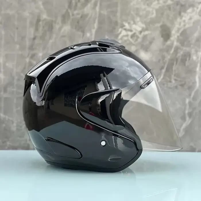3/4 casque ouvert Ram5 noir brillant casque de Moto été Jet Scooter Motobike demi-casques Cascos Par