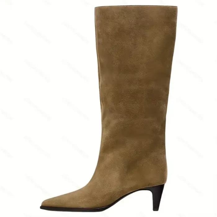 Bottes fines à talons hauts tendance, bottes d'hiver à bout pointu, bottes mi-hautes pour femmes, ch