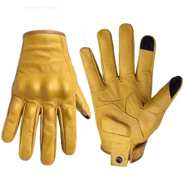 Gants de moto en cuir jaune pour hommes, accessoire de moteur en peau de chèvre, pour équitation, Di