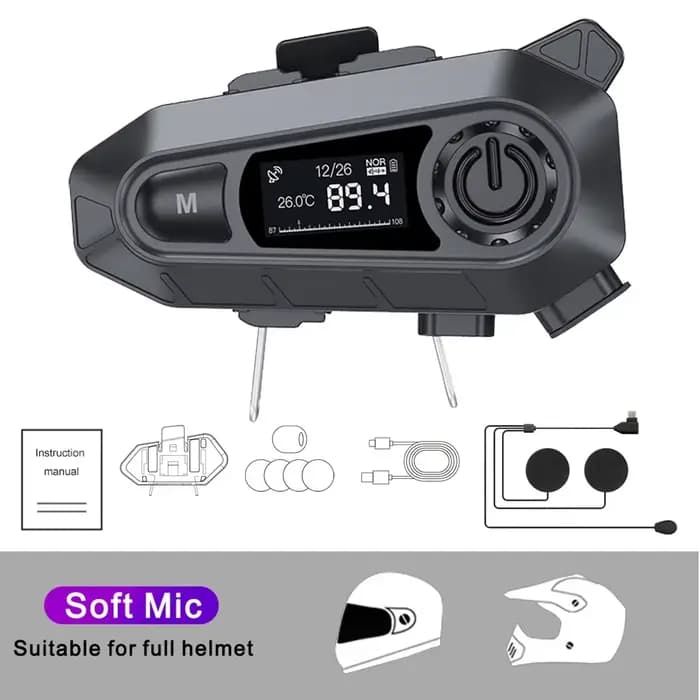 Casque de Moto casque sans fil appel mains libres étanche BT 5.3 casque de Moto avec Radio FM grand 
