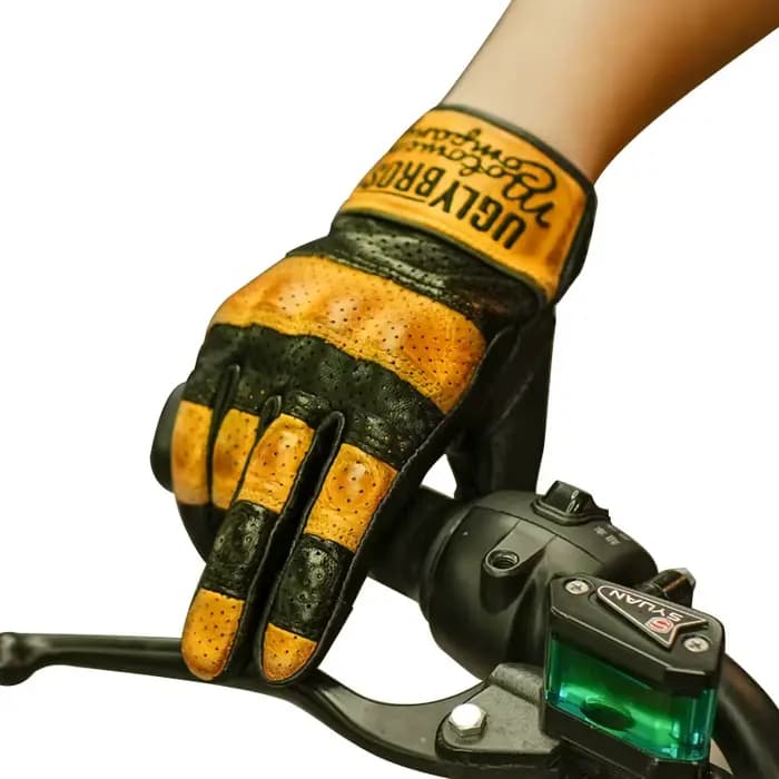 UGLYBROS gants de moto en cuir d'été doigt complet respirant gants d'équitation pour hommes équipeme