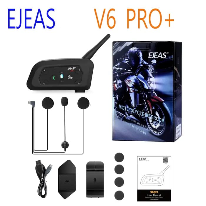 EGuitar-Oreillette Bluetooth 1200 pour Casque de Moto, Appareil de Communication pour 6 Motocycliste